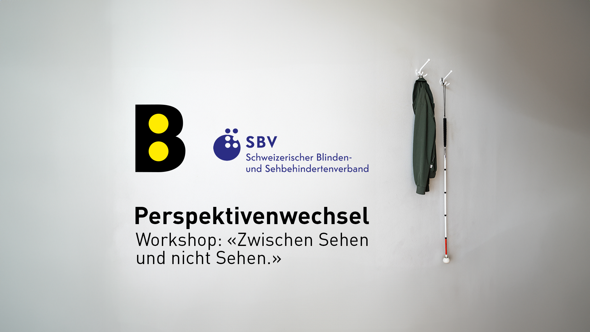 Grafik Perspektivenwechsel mit Jacke und Blindenstock.